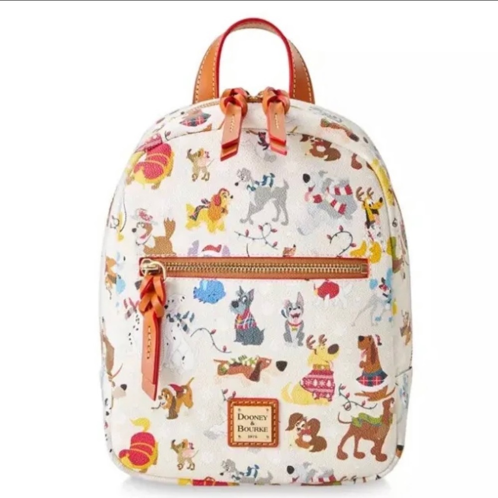 Dooney & Bourke Disney Christmas Backpack Santa Tails Holiday Dogs Faux Leather